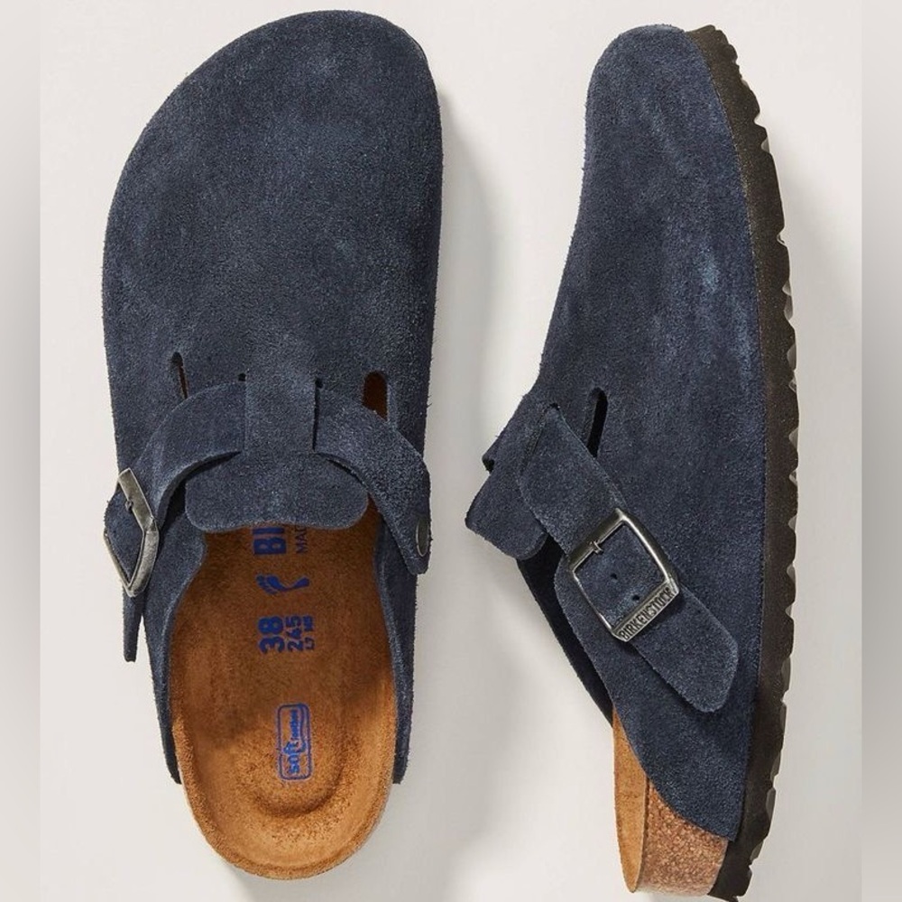 Birkenstock Boston Navy Suede Slip-On Clogs size 37/6/ 6.5